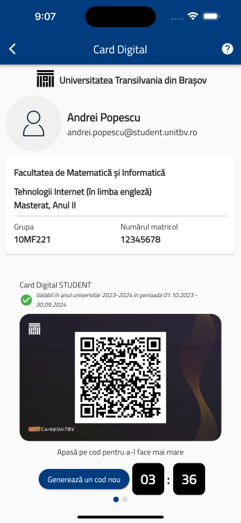 The UNITBV digital student card has been launched